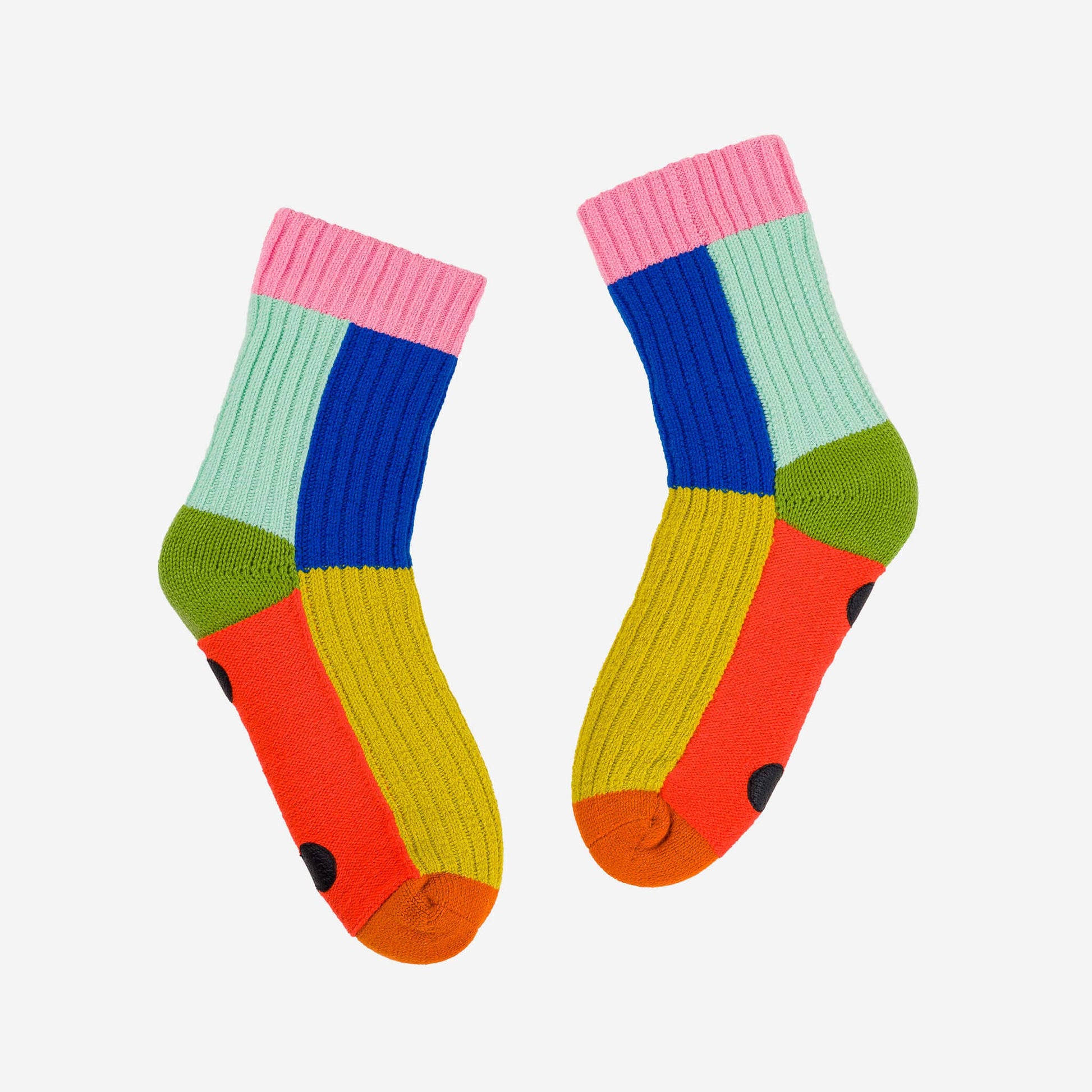 Kaleidoscope Knit House Socks: Olive Cobalt / S/M - W 6-9<br>M 5-7.5 - PMA Store at the Portland Museum of Art, Maine