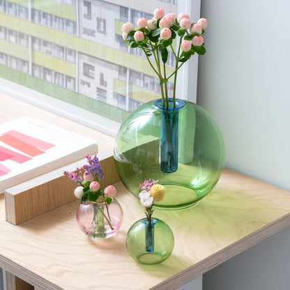Block Design US - Mini Bubble Glass Vase: Blue and Yellow