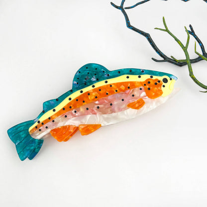 mildstyles - Exquisite Perch Fish Ocean Animal Acetate Hair Claw Clip 🐟: Orange