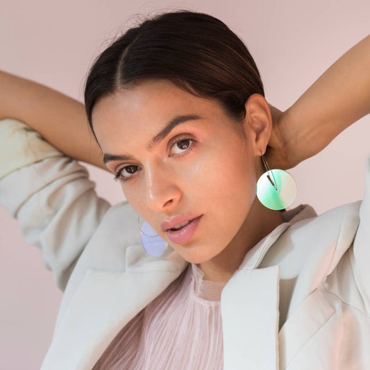Pamela Coromoto - Circle Earrings -  Big: Clear  Gold sparkle