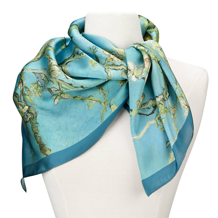 Van Gogh Almond Blossom Square Satin Chiffon Scarf