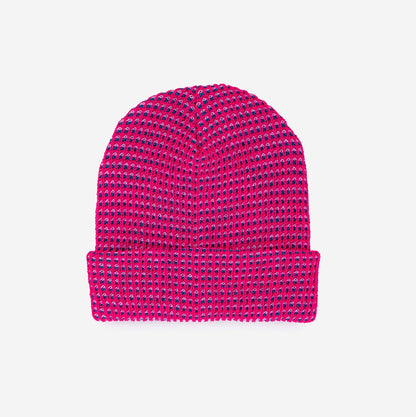 Simple Grid Knit Beanie: Lime Pink - PMA Store at the Portland Museum of Art, Maine