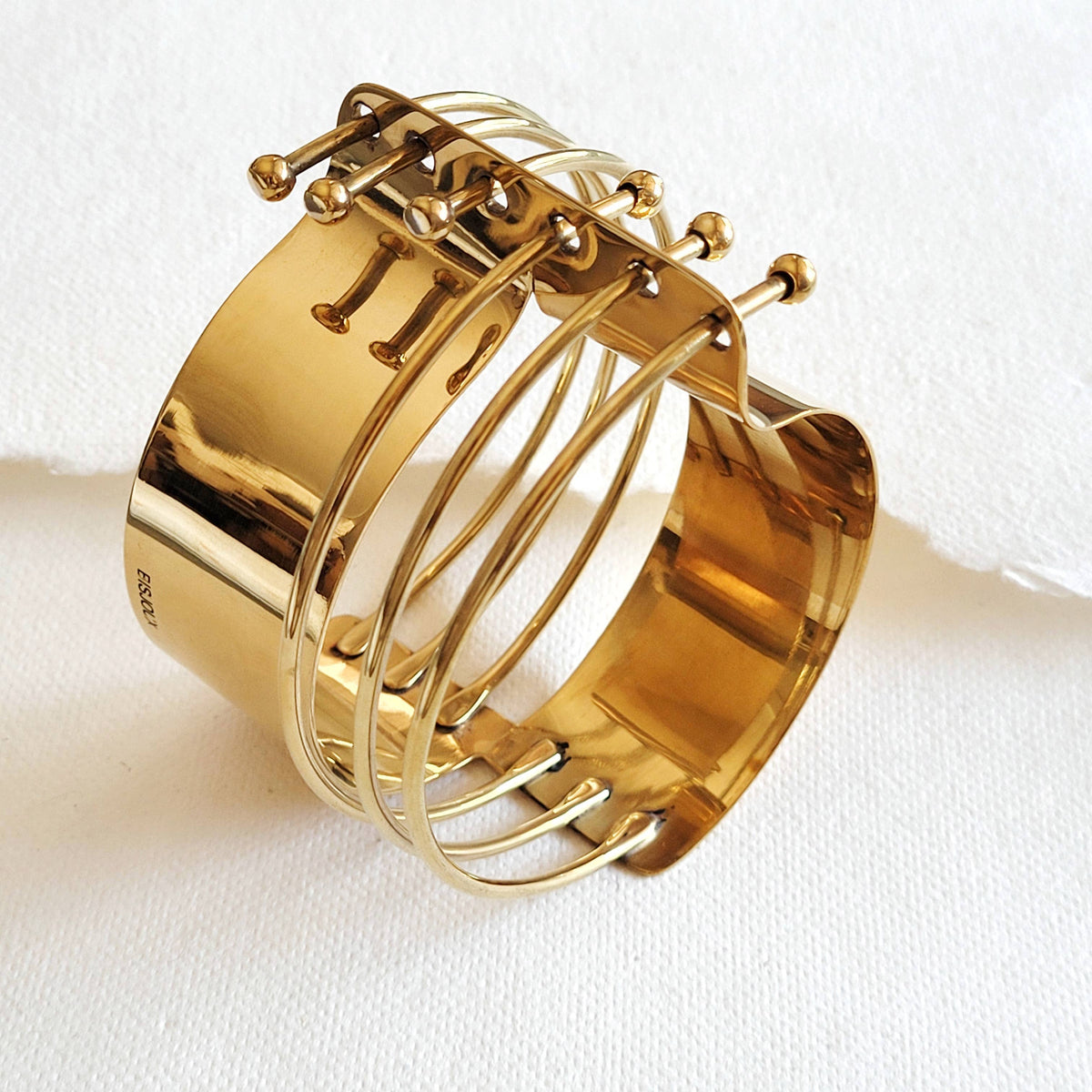 Bisjoux - Brass modern brutalist Wired bracelet Bangle: Armlet