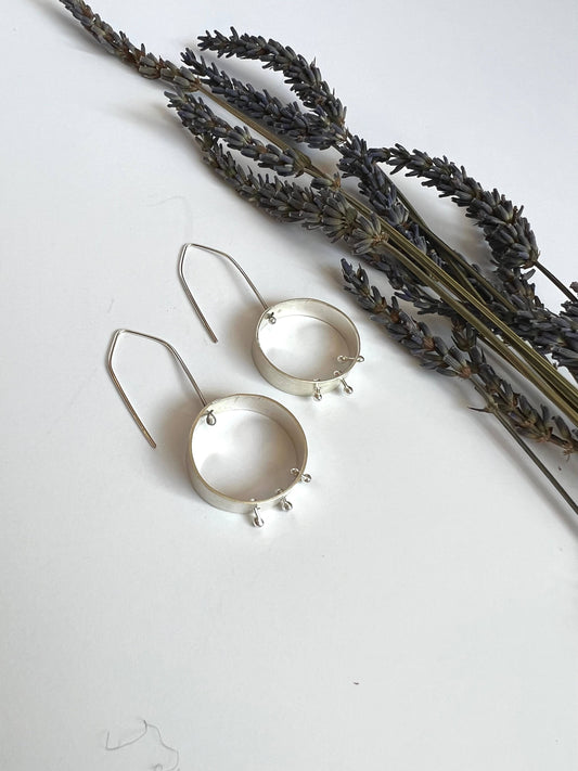 MARTINI Jewels - Bisected Hoops of Recycled Sterling Silver - Narrow Triptych - PMA Store at the Portland Museum of Art, Maine