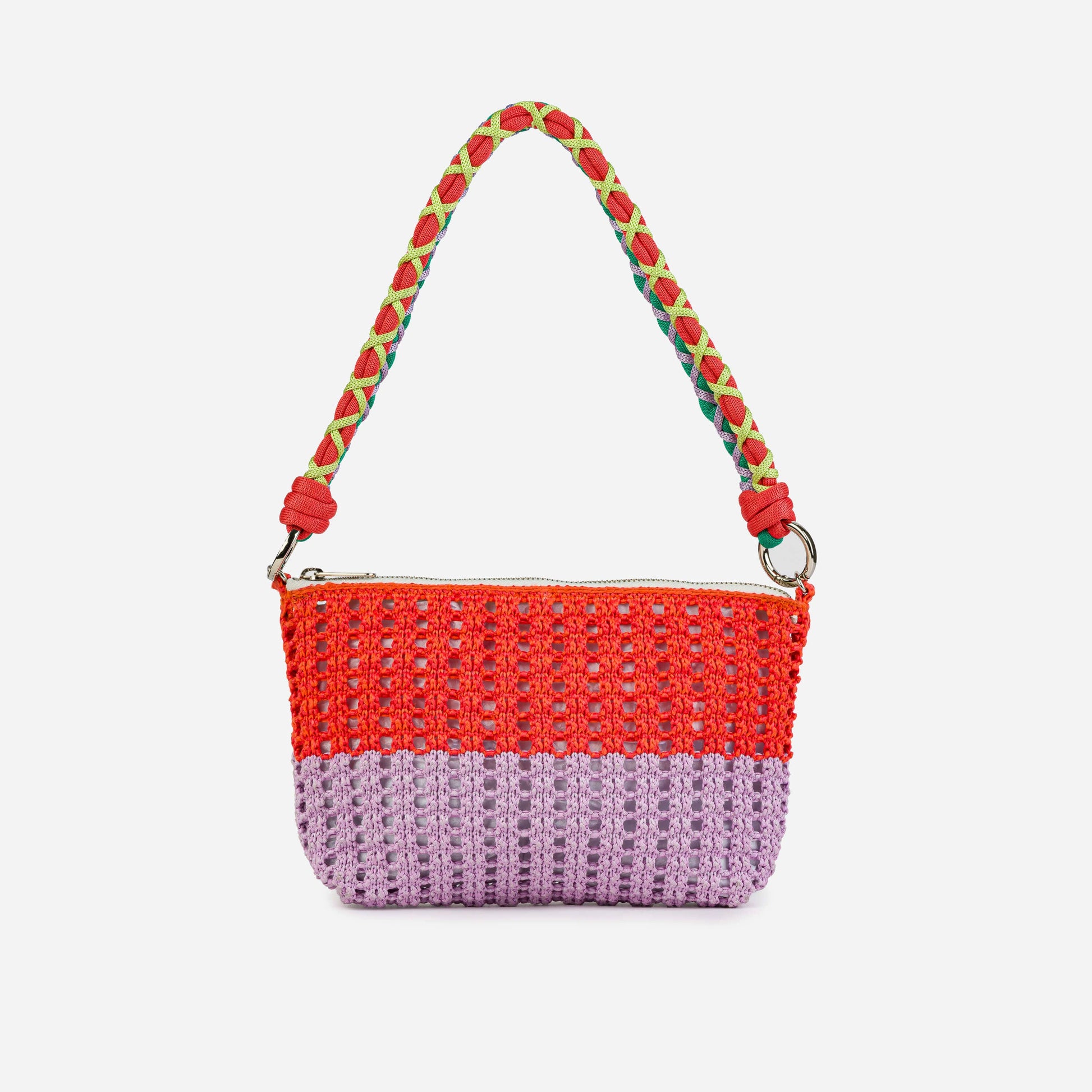 Colorblock Raffia Zip Bag: Golden Olive Cobalt - PMA Store at the Portland Museum of Art, Maine
