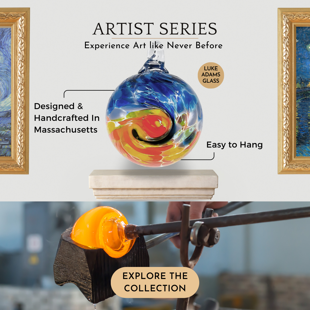 Luke Adams Glass - Artist Inspired Ornaments, Inspired by Starry night & Monet: Assorted Pack - PMA Store at the Portland Museum of Art, Maine