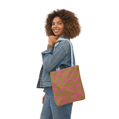 Canvas Tote — Pink & Olive Ikat Pattern Tote Bag - PMA Store at the Portland Museum of Art, Maine