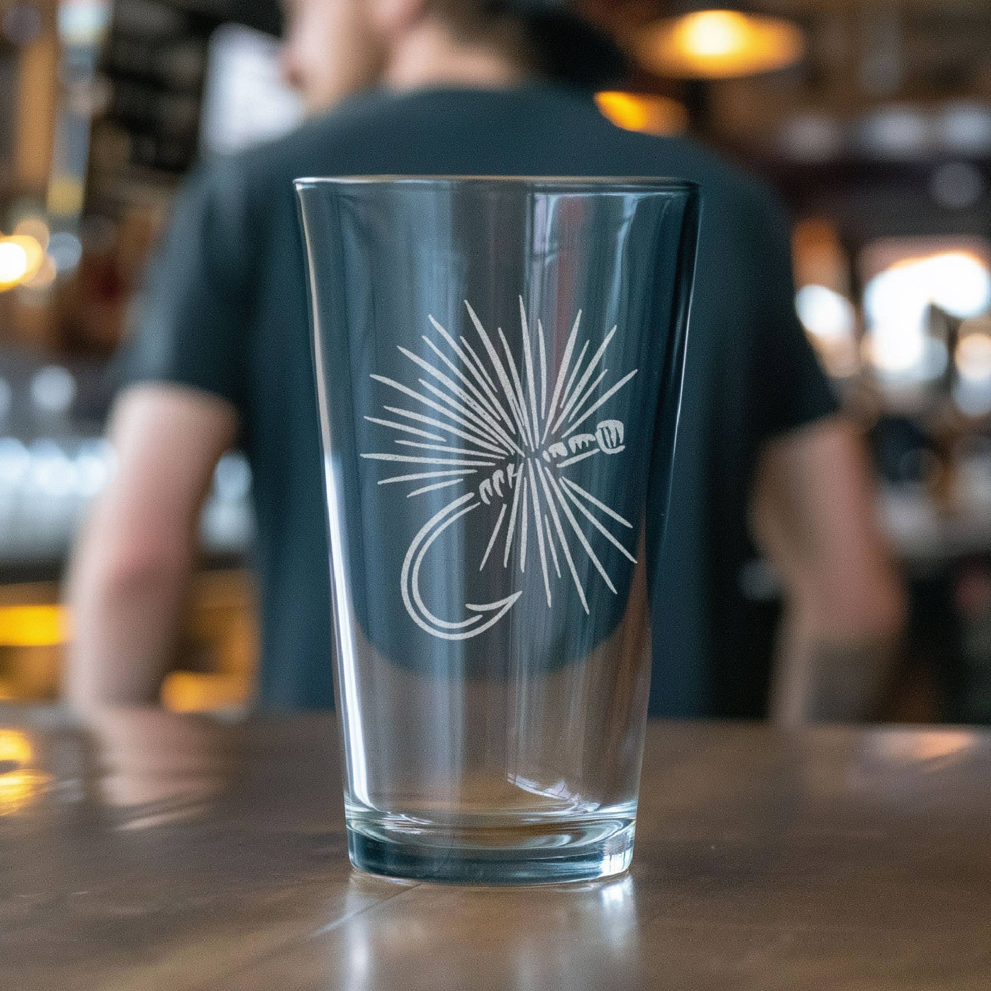 Benoit's Design Co. - Fly Fishing Flies Drinking Glasses (Set of 4): Set of 4 / Pint ~16 oz - PMA Store at the Portland Museum of Art, Maine