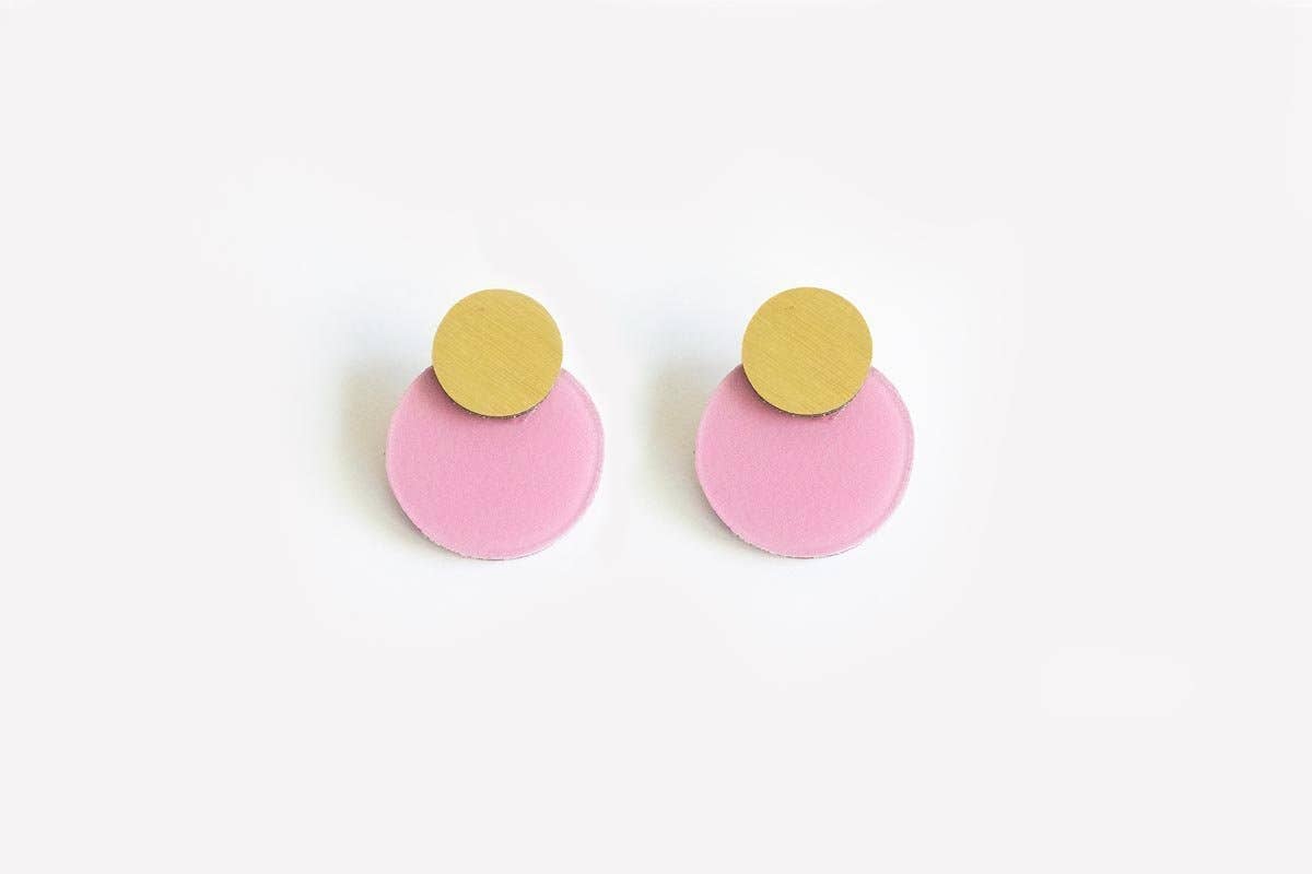 dconstruct - Ecoresin Earrings - Disc Stud: Chartreuse / Gold - PMA Store at the Portland Museum of Art, Maine