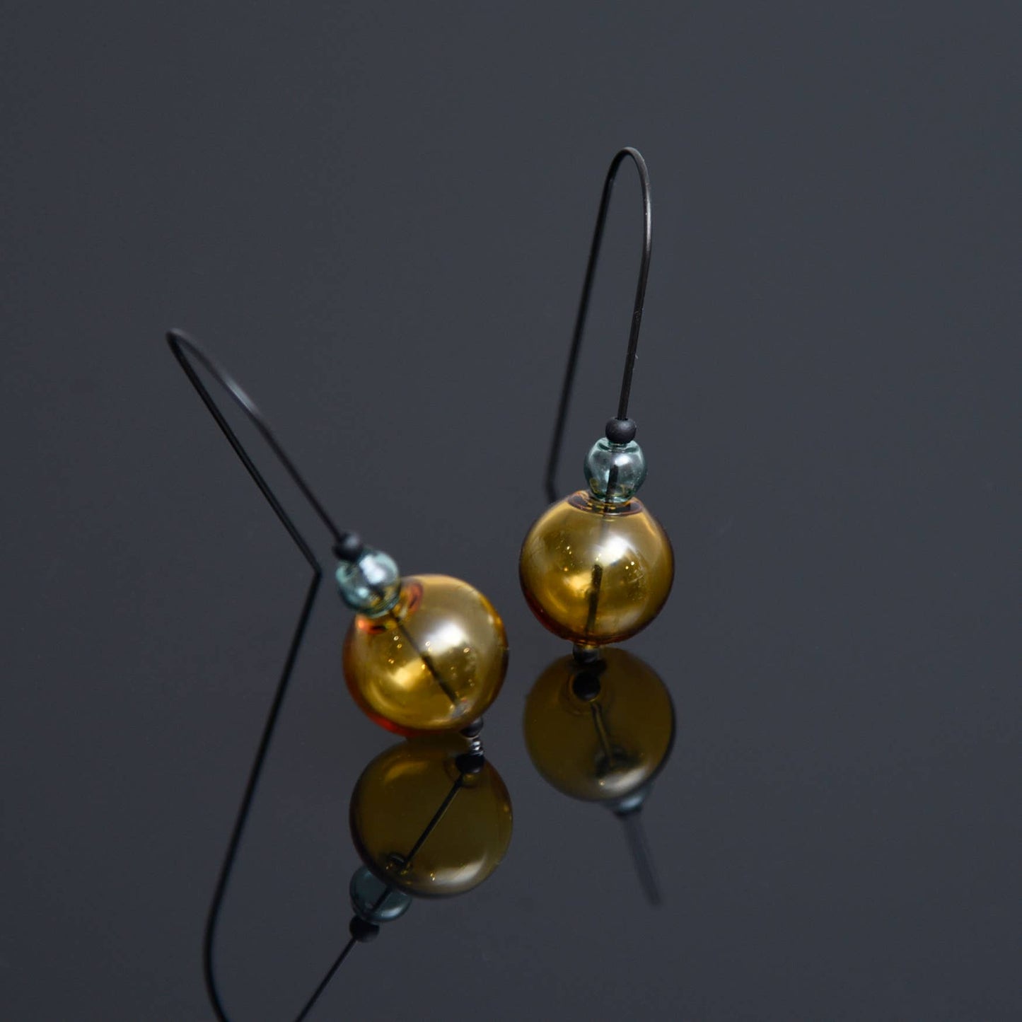 Pursuits - Mini Scoop Earrings: G.Amber w. Aqua