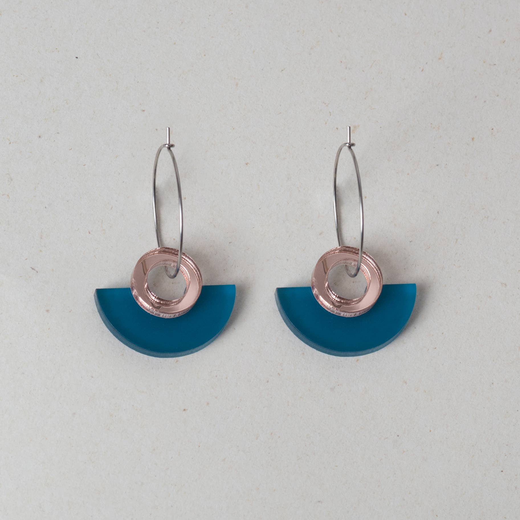 NEW Blok Earrings - Color: Turquoise and Gold Rose Mirror - PMA Store at the Portland Museum of Art, Maine