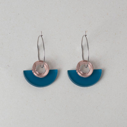 NEW Blok Earrings - Color: Turquoise and Gold Rose Mirror - PMA Store at the Portland Museum of Art, Maine