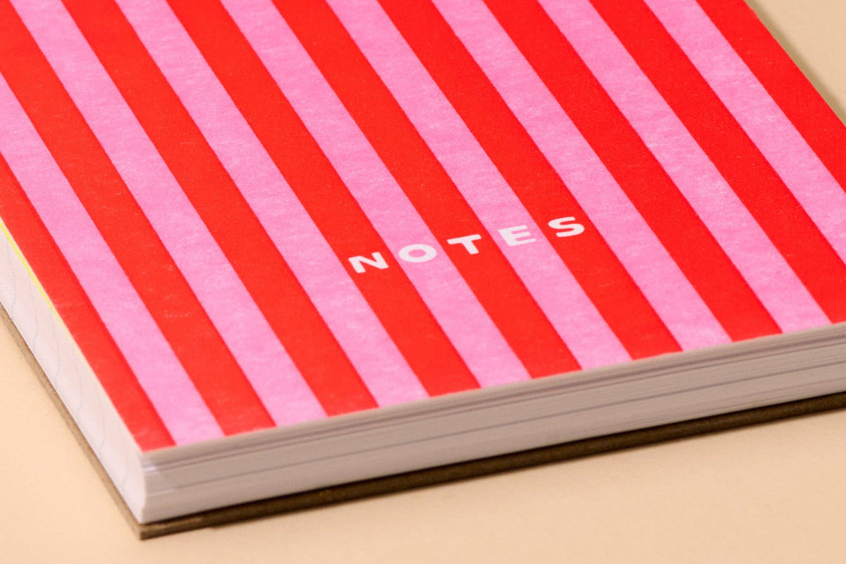 And Here We Are - Letterpress Small Spiral Notebook (Lined)—Cabana Stripe