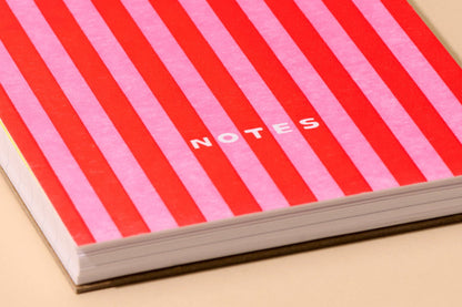 And Here We Are - Letterpress Small Spiral Notebook (Lined)—Cabana Stripe