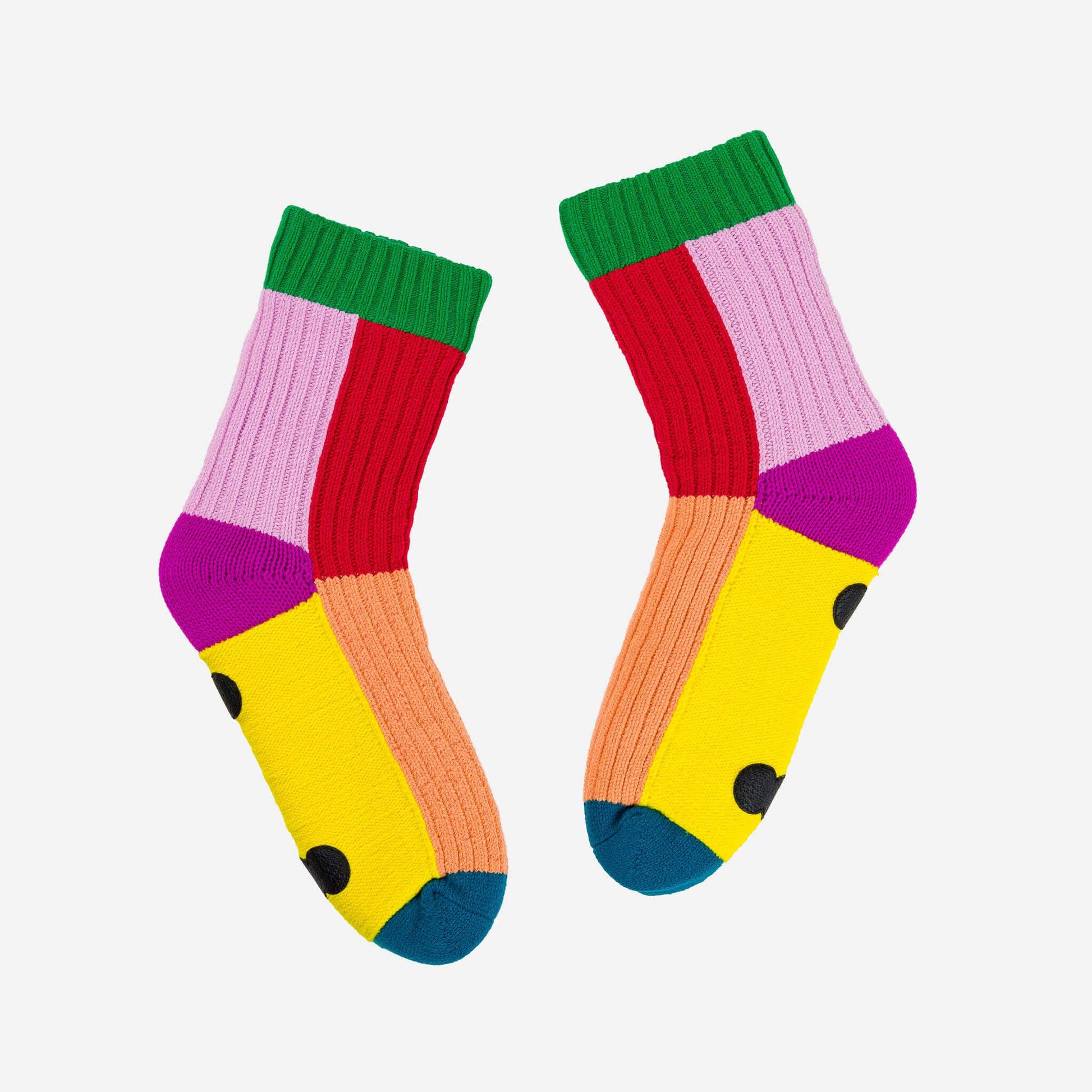 Kaleidoscope Knit House Socks: Olive Cobalt / S/M - W 6-9<br>M 5-7.5 - PMA Store at the Portland Museum of Art, Maine