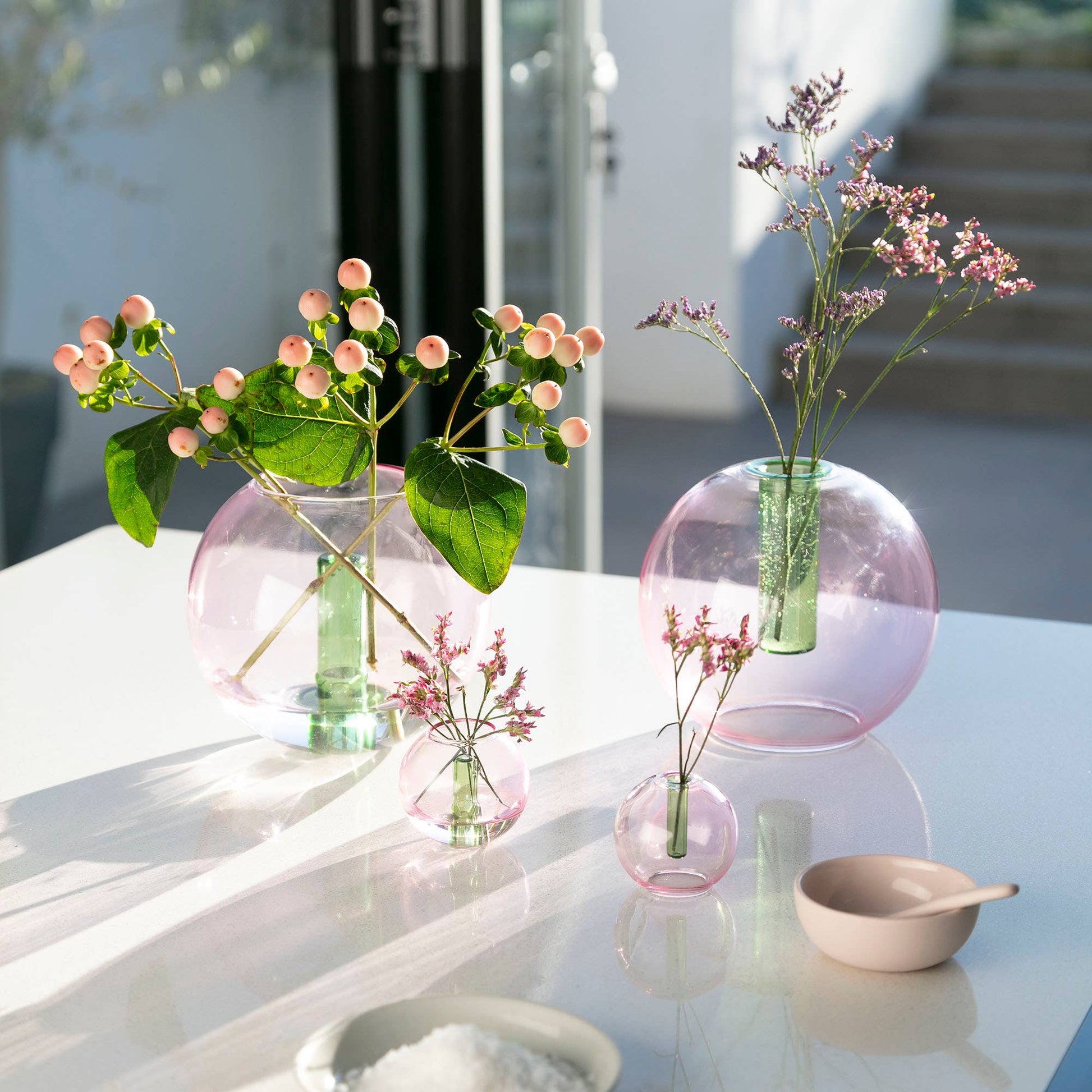 Block Design - Medium Bubble Glass Vase: Pink and Green - PMA Store at the Portland Museum of Art, Maine