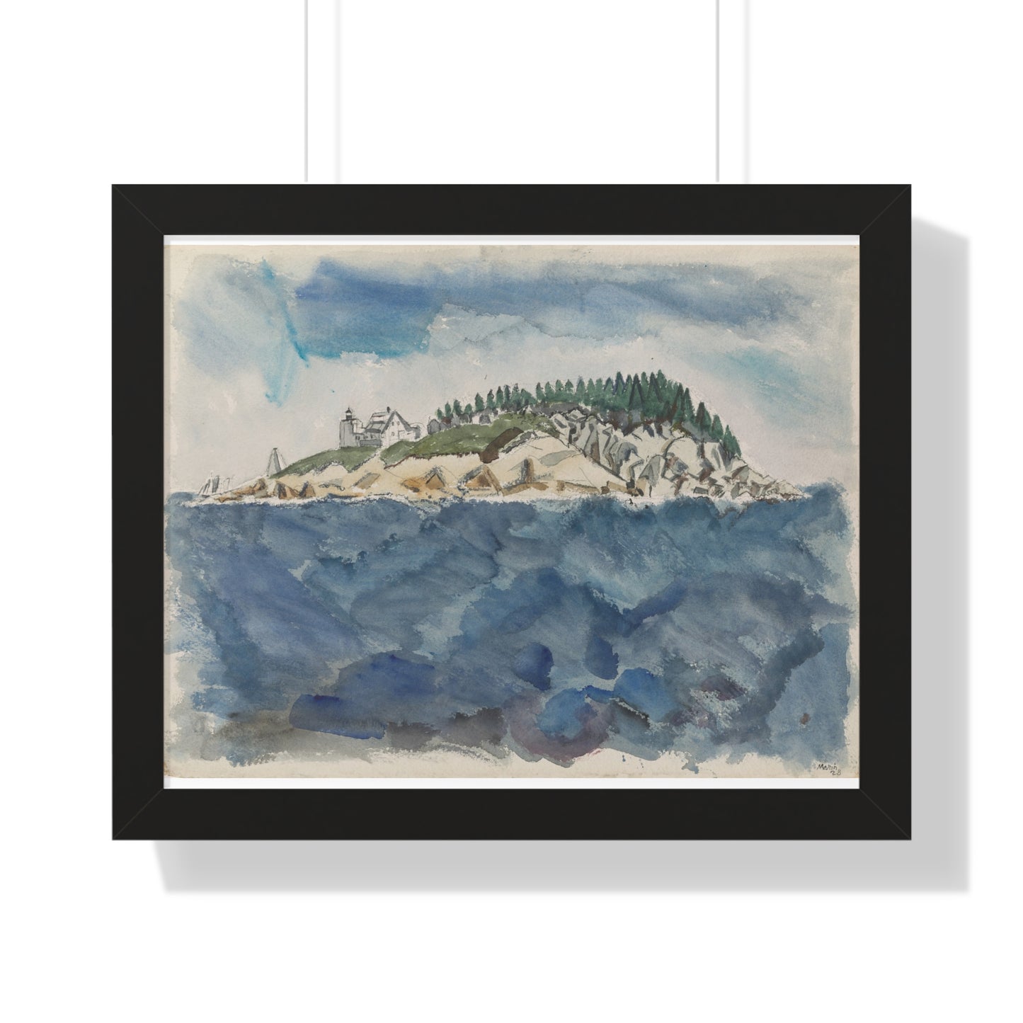 Deer Isle Series: Mark Island Lighthouse, 1928 by John Marin Framed Poster - PMA Store at the Portland Museum of Art, Maine