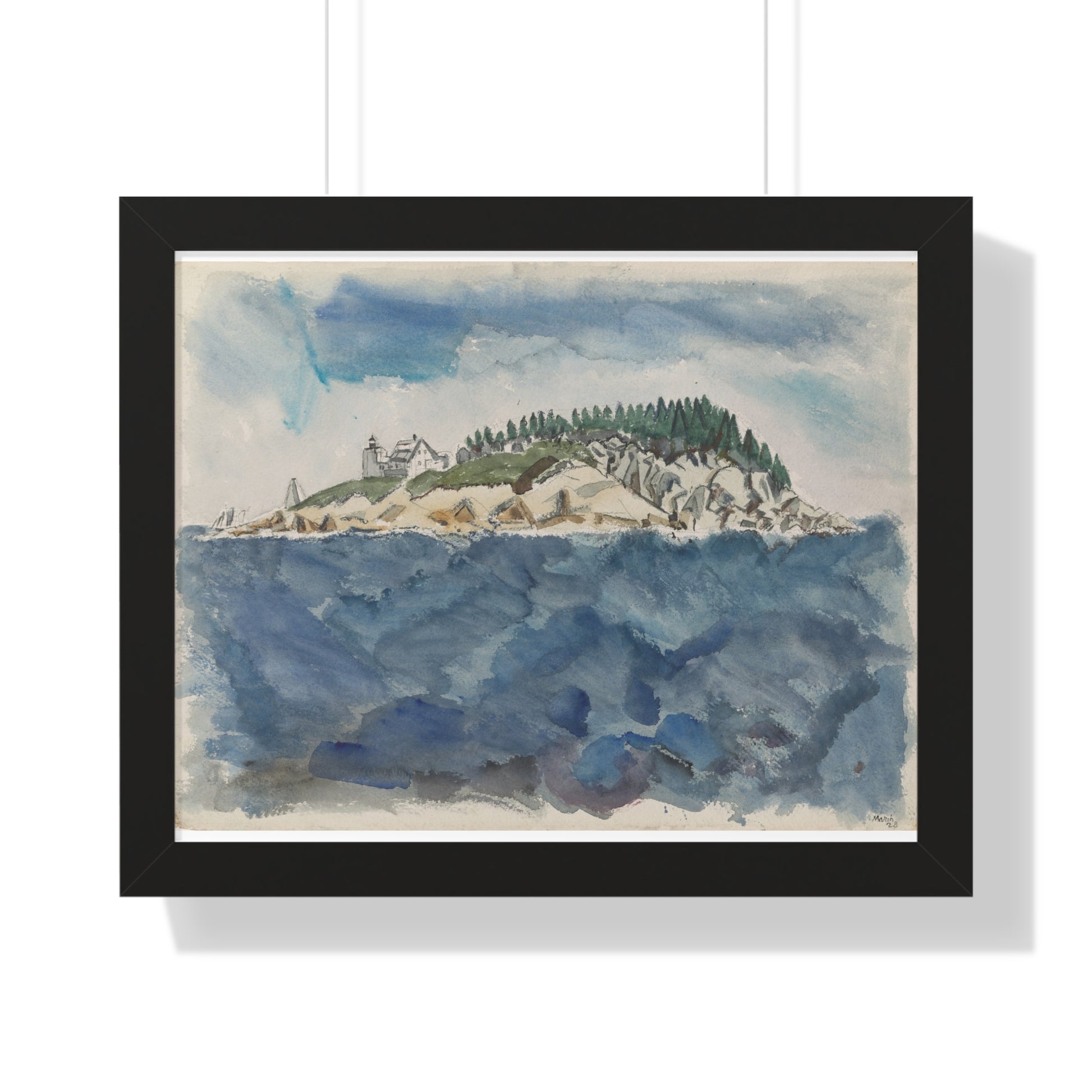 Deer Isle Series: Mark Island Lighthouse, 1928 by John Marin Framed Poster - PMA Store at the Portland Museum of Art, Maine