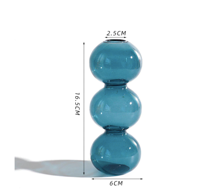 Bubble Shape Glass Vase: Blue / Short 3 Balls - PMA Store at the Portland Museum of Art, Maine