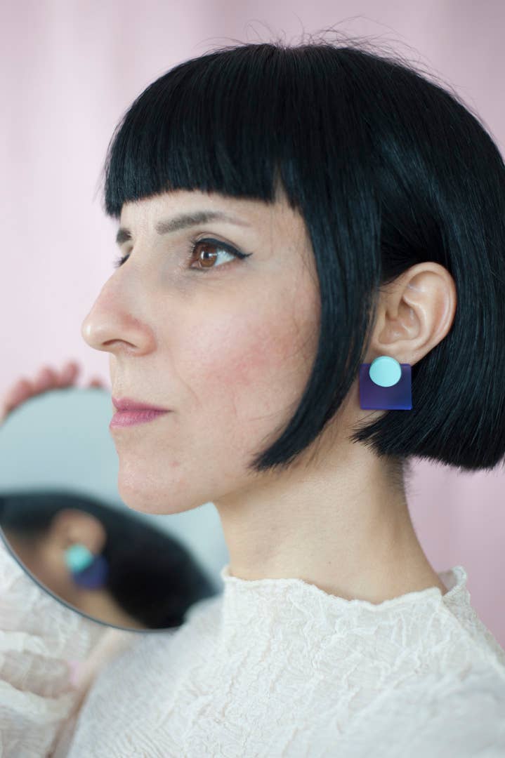 Pamela Coromoto - Glare Mini Earrings - Spring/Summer : Olive/Lilac