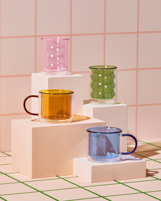 Poketo - Double Wall Groovy Cup: #20531 Blue - PMA Store at the Portland Museum of Art, Maine