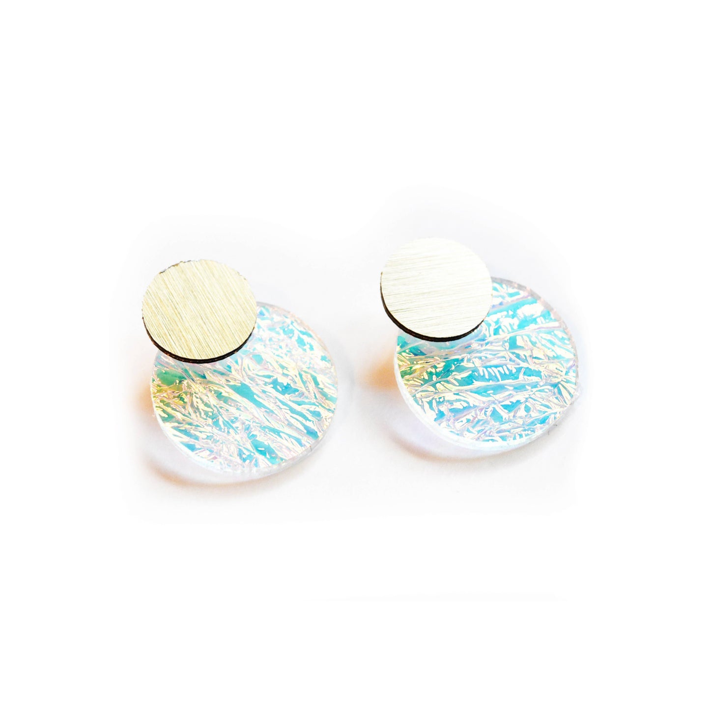 dconstruct - Ecoresin Earrings - Disc Stud: Chartreuse / Gold - PMA Store at the Portland Museum of Art, Maine
