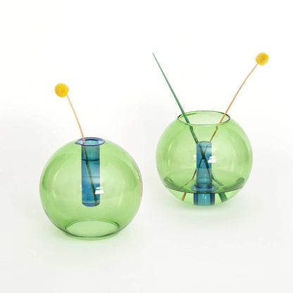Block Design - Medium Bubble Glass Vase: Green and Blue - PMA Store at the Portland Museum of Art, Maine