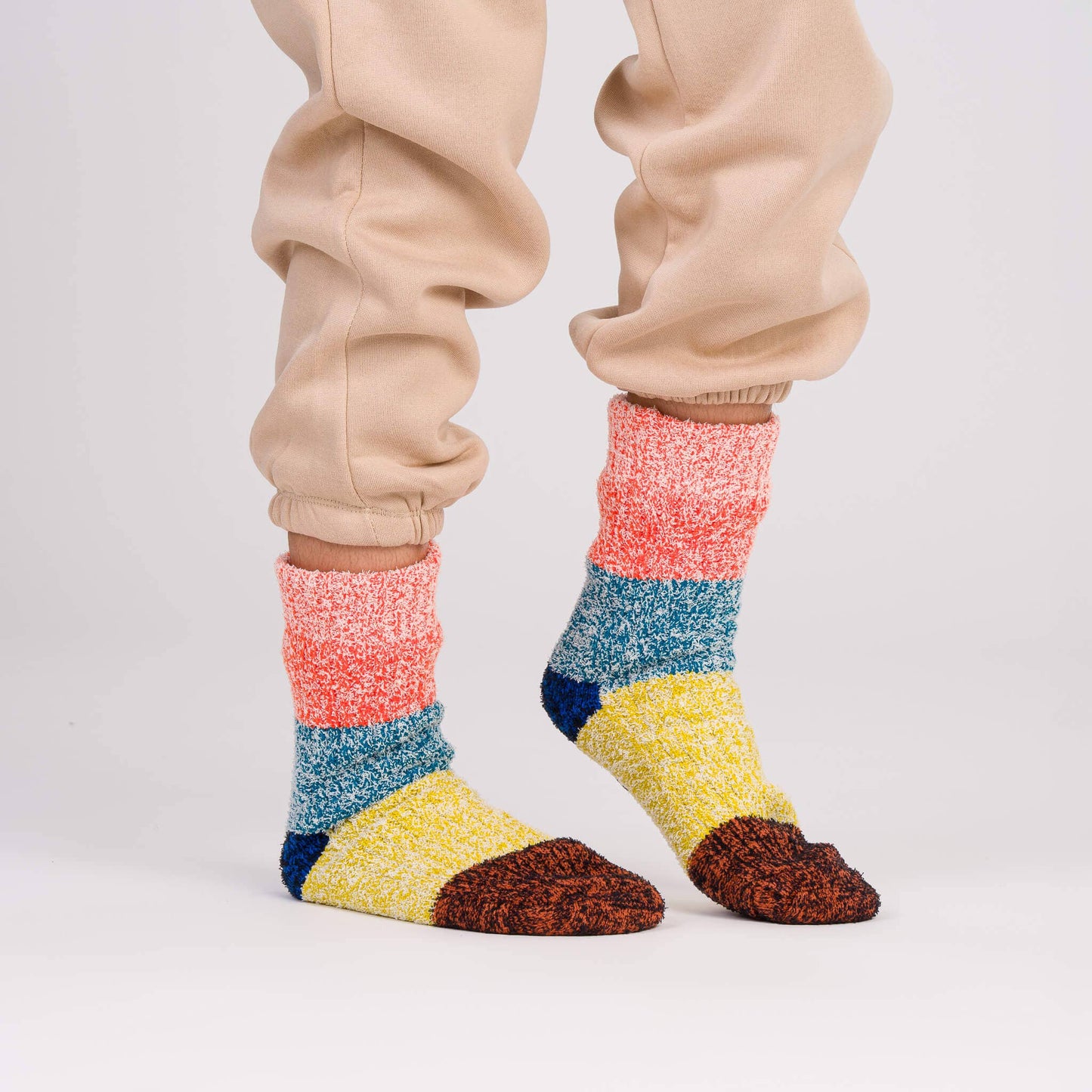 Color Band House Socks: Poppy Teal / L/XL - W 9.5-12.5<br>M 8-11 - PMA Store at the Portland Museum of Art, Maine