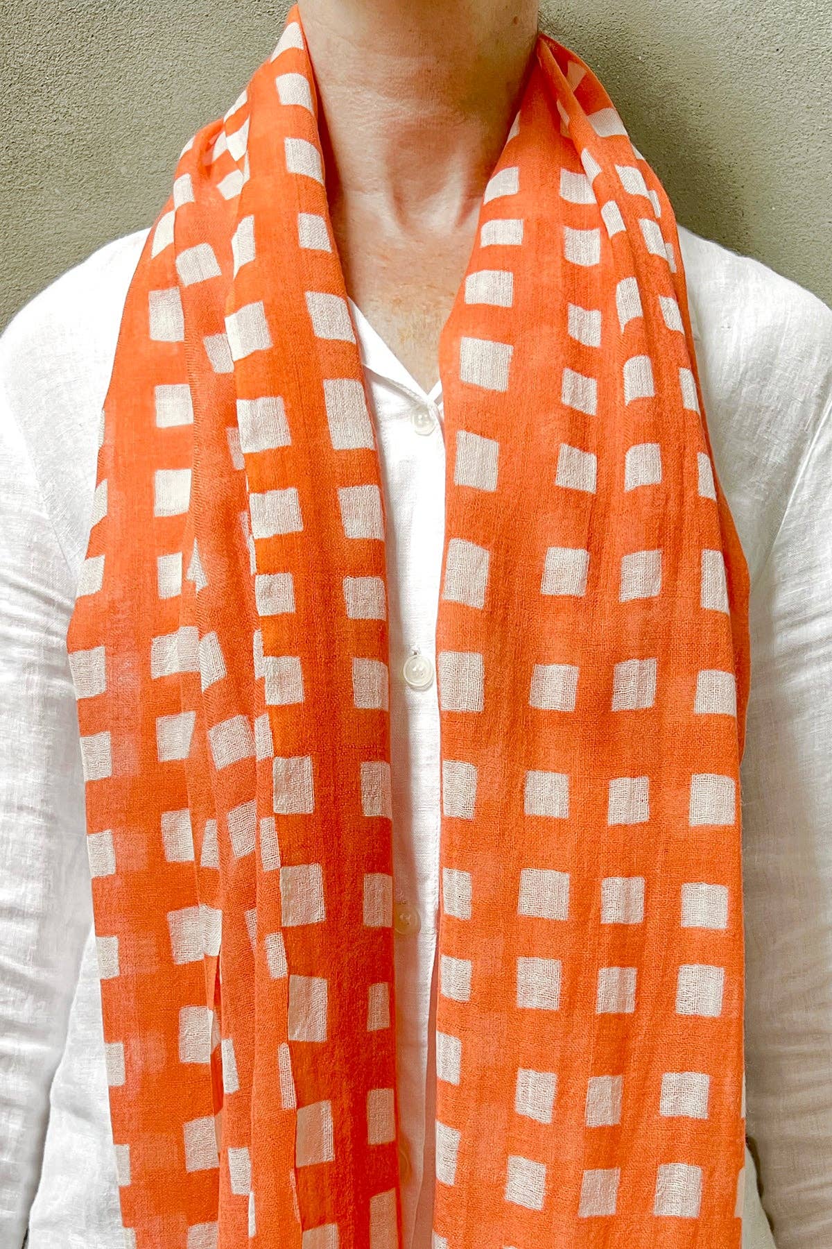 Wool Scarf: Blocks Orange - PMA Store at the Portland Museum of Art, Maine