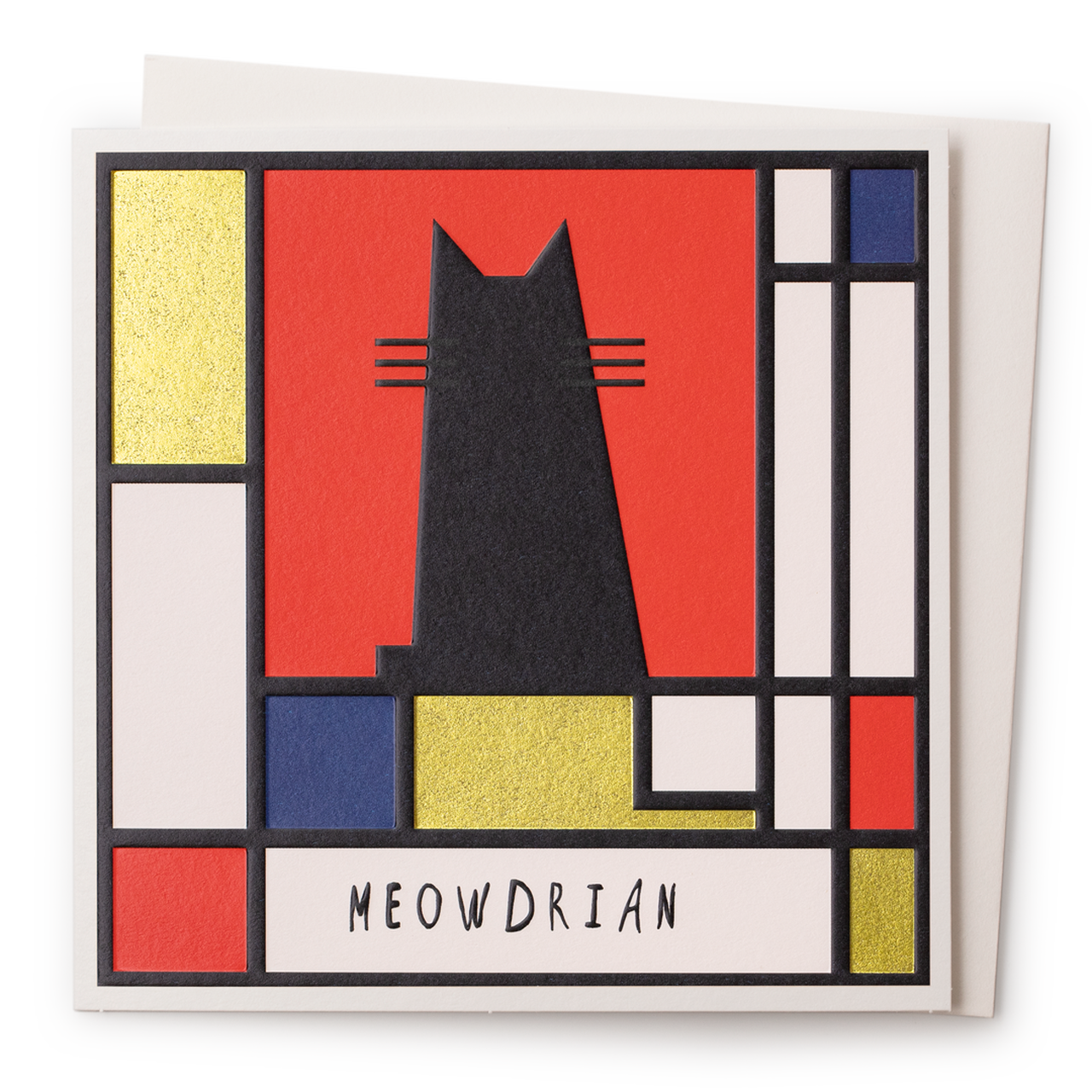 Nelson Line - Meowdrian - Piet Mondrian Cat Art Card 6x6 - PMA Store at the Portland Museum of Art, Maine