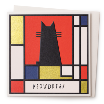 Nelson Line - Meowdrian - Piet Mondrian Cat Art Card 6x6 - PMA Store at the Portland Museum of Art, Maine