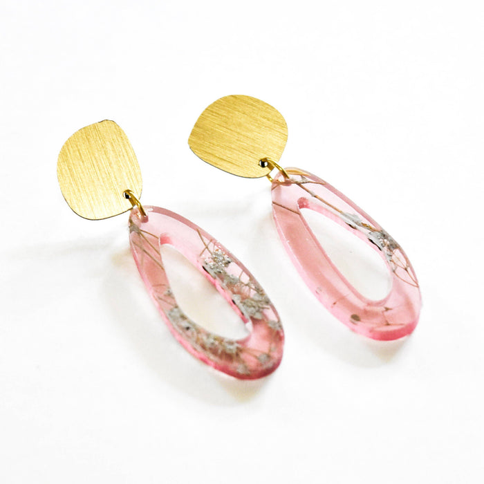 dconstruct - Ecoresin Earrings - Fluid Oval Drop: Lunar / Gold