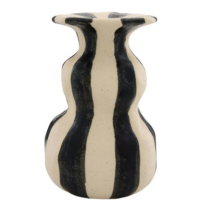 Black Striped Ceramic Candle Holder - Large: Ceramic / 4" Dia x 6.5" H - PMA Store at the Portland Museum of Art, Maine