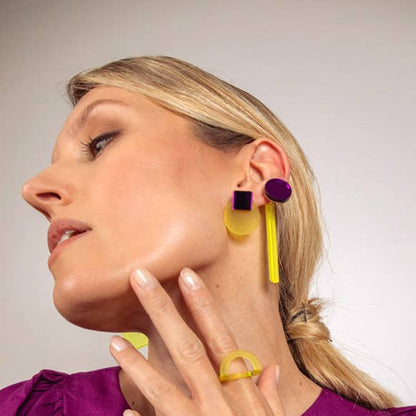 Pamela Coromoto - Glare Mini Earrings: Jade and Purple Mirror