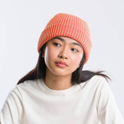 Simple Rib Knit Beanie: Peach Lime - PMA Store at the Portland Museum of Art, Maine