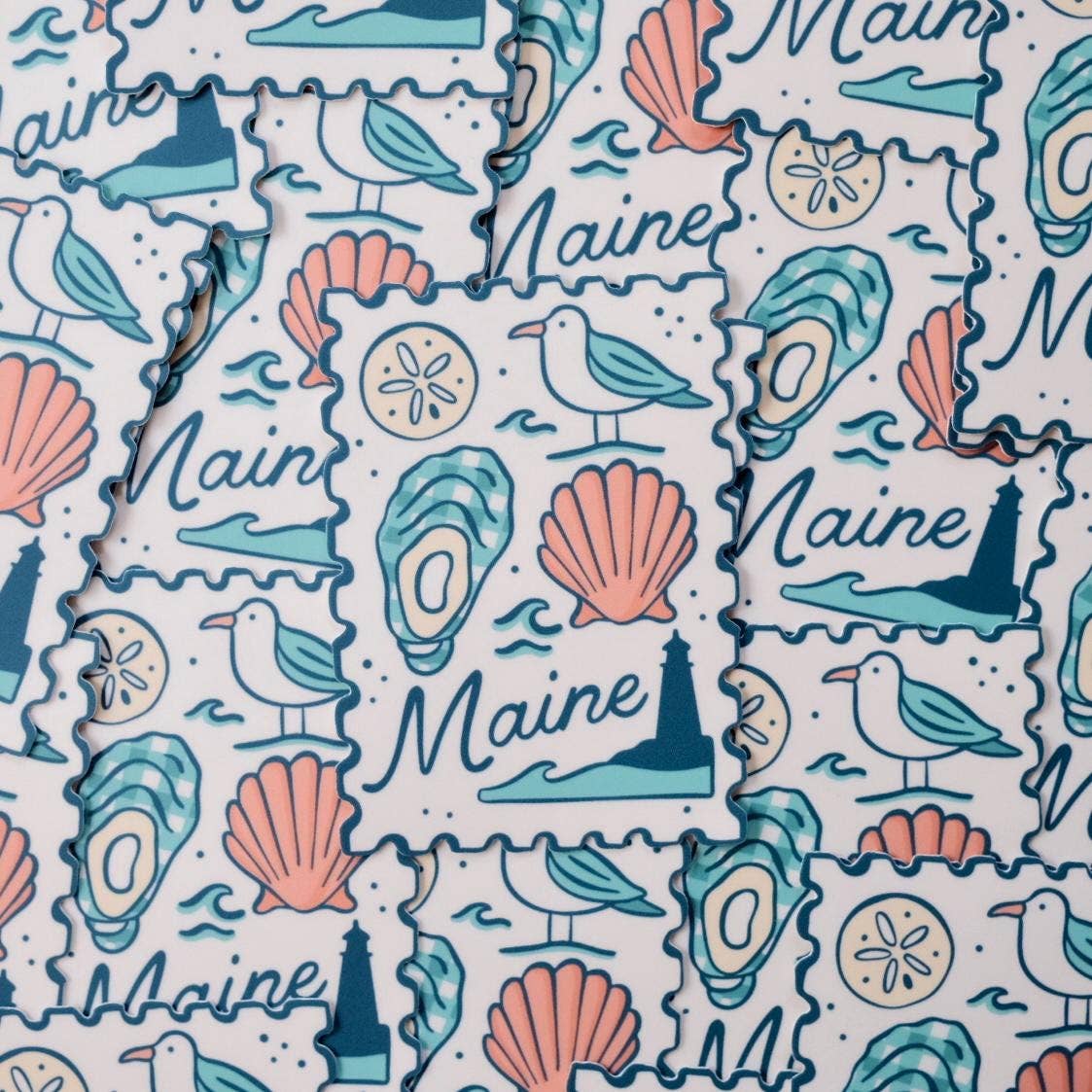 Stuck on Maine - Coastal Maine Stamp Sticker: Weatherproof Vinyl Art - PMA Store at the Portland Museum of Art, Maine
