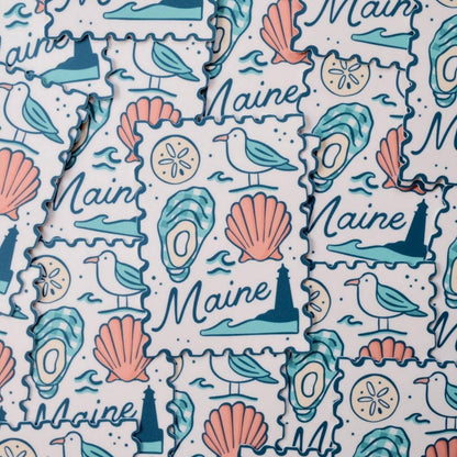 Stuck on Maine - Coastal Maine Stamp Sticker: Weatherproof Vinyl Art - PMA Store at the Portland Museum of Art, Maine