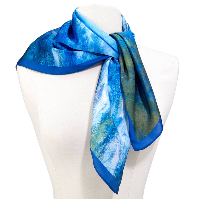 Monet Waterlilies Square Satin Chiffon Scarf