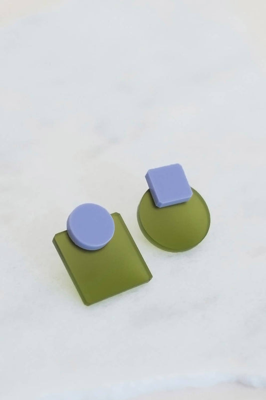 Pamela Coromoto - Glare Mini Earrings - Spring/Summer : Olive/Lilac