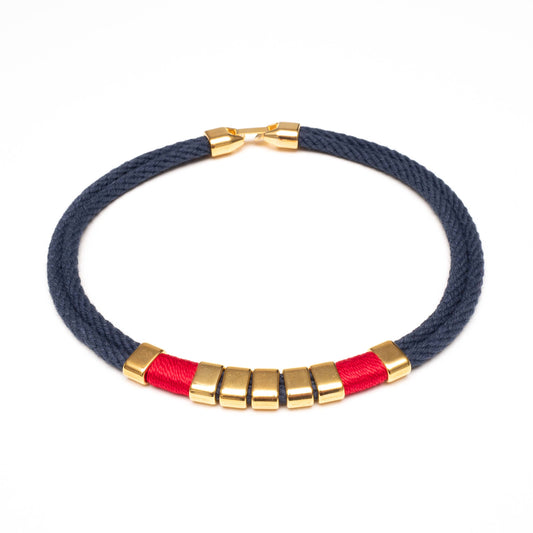 Allison Cole Jewelry - Beech - Navy/Red/Gold - Nautical Rope Necklace: 18 Inches - PMA Store at the Portland Museum of Art, Maine