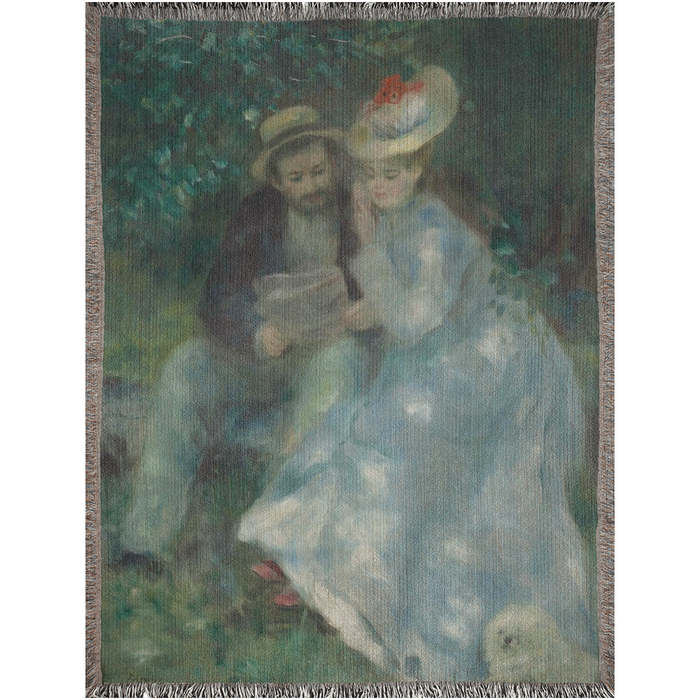 Pierre-Auguste Renoir by  Confidences (Secrets), circa 1874 Woven Blanket