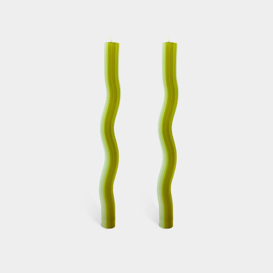 Wiggle Candles - Green (2 Pack) - 11" Vibrant Taper Candles - PMA Store at the Portland Museum of Art, Maine