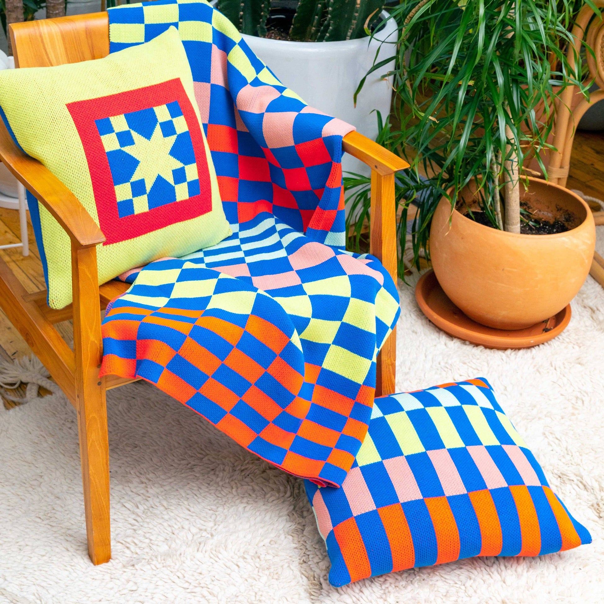 Mosaic Checkerboard Throw: Wine Red - PMA Store at the Portland Museum of Art, Maine