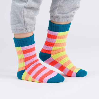 Super Stripe Knit House Socks: Poppy Lilac / L/XL - W 9.5-12.5<br>M 8-11 - PMA Store at the Portland Museum of Art, Maine