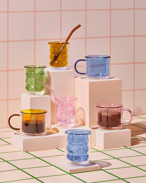 Poketo - Double Wall Groovy Cup: #20531 Blue - PMA Store at the Portland Museum of Art, Maine