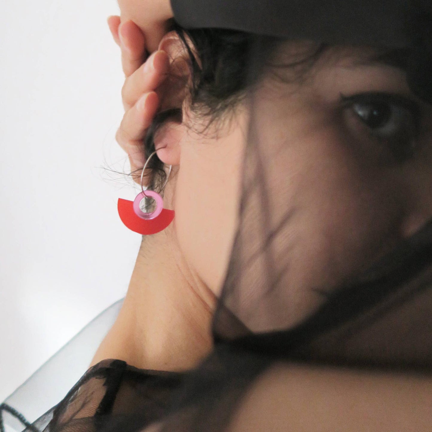 NEW Blok Earrings - Color: Turquoise and Gold Rose Mirror - PMA Store at the Portland Museum of Art, Maine