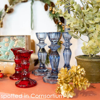 Talking Tables USA - Home, Birthday, Games & Seasonal Decor - Navy Glass Candle Holder | 4th of July Decor |