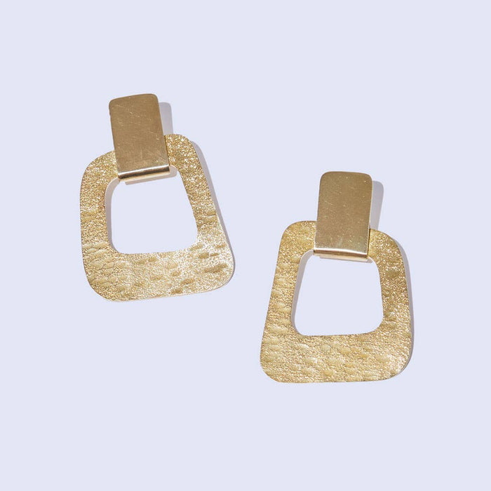 MULXIPLY - Mod Square Door Knocker Earrings - Brass