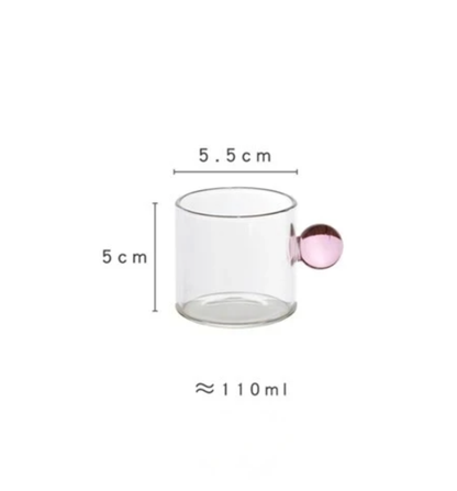 110ml Espresso Glass Cups | Ball Handle Coffee Cup: Pink - PMA Store at the Portland Museum of Art, Maine