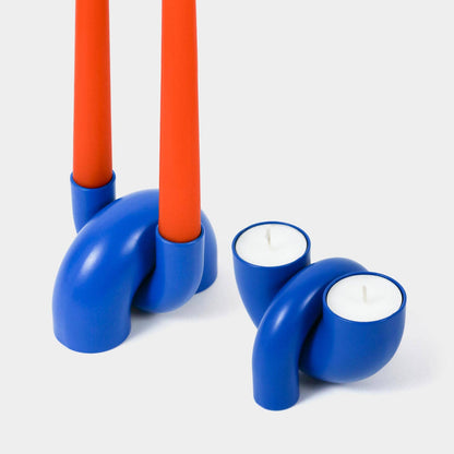 Macaroni 2-in-1 Candleholder - Tapers & Tealights - Blue - PMA Store at the Portland Museum of Art, Maine